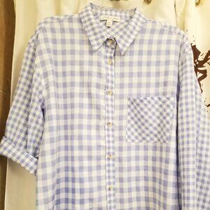 She + Sky Checkered Button Down